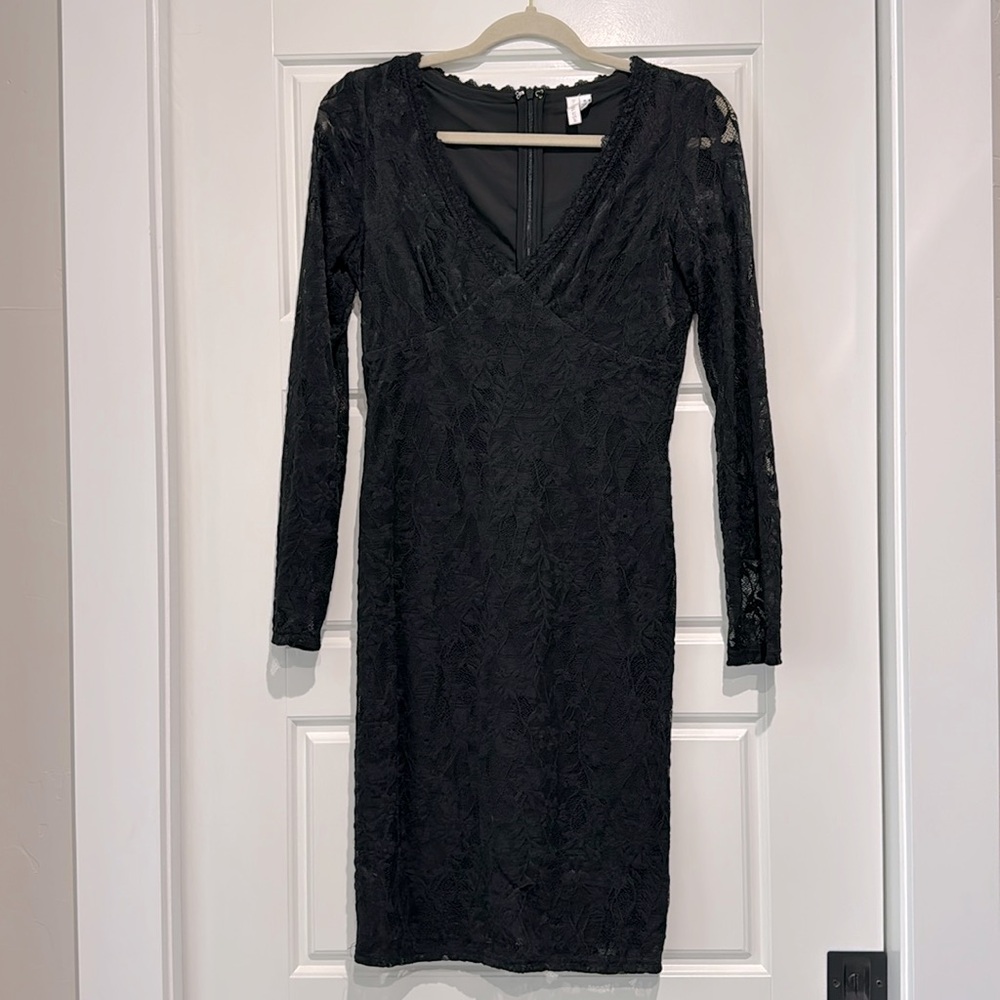 PinkBlush Black Lace V-Neck Maternity Fitted Dress